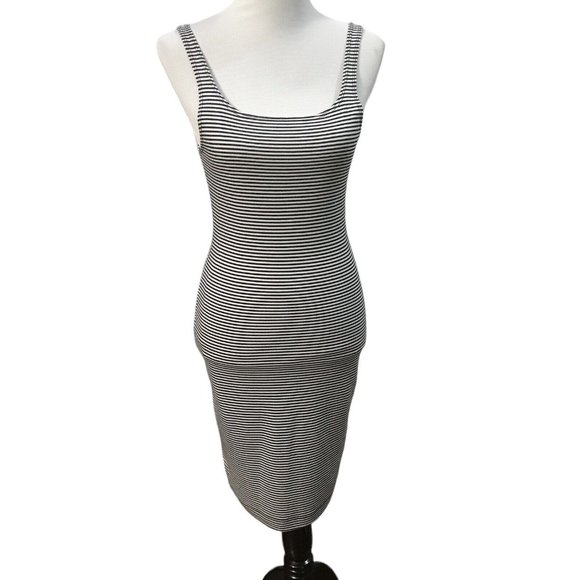 Zara Women's Trafaluc  Black and White Striped Tank Sheath Bodycon Dress Small - Picture 3 of 7